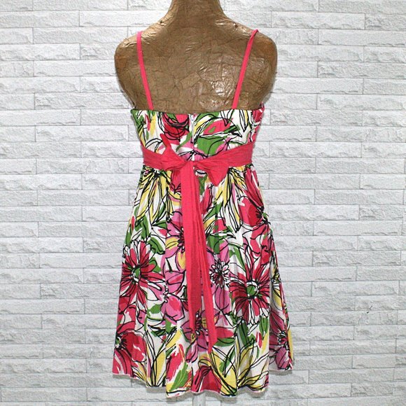 MY MICHELLE Dress Floral Pleated Casual Sundress Pink Green Juniors 11 - Picture 4 of 12